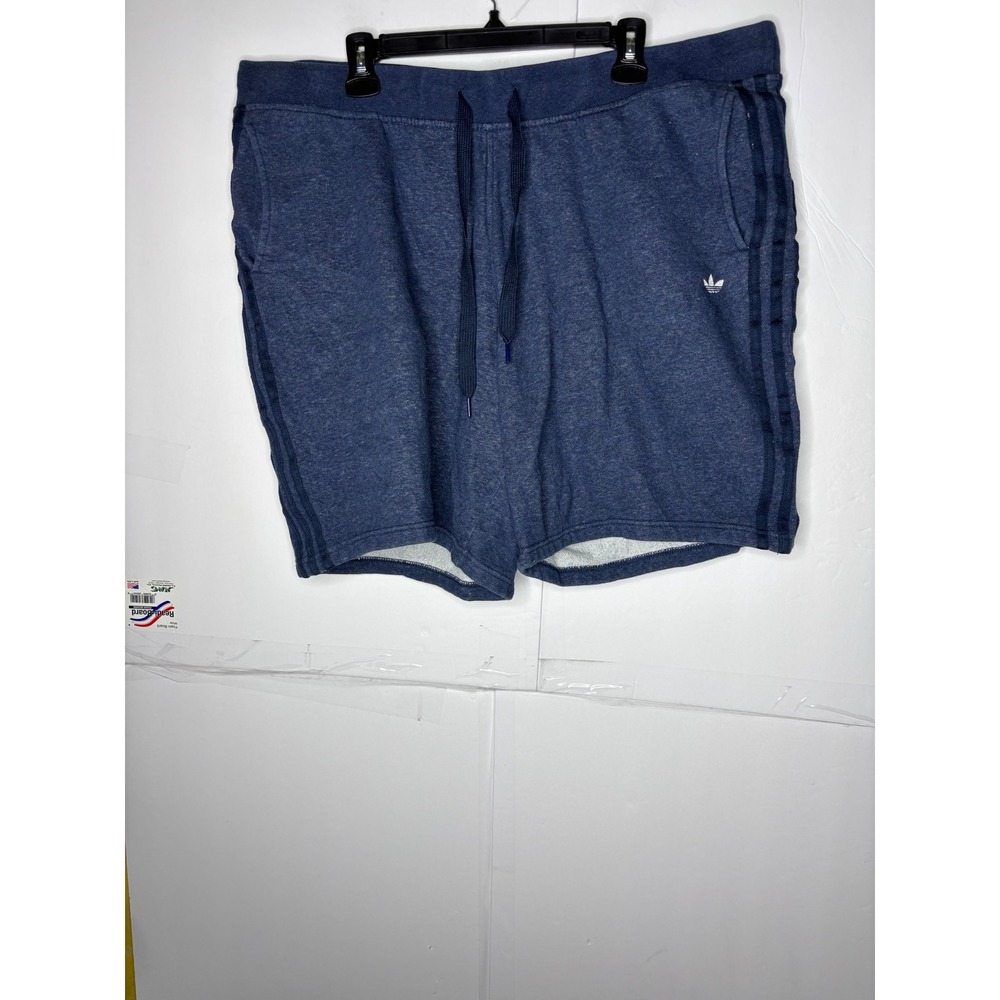 Adidas Originals Mens Heather Navy Blue 3-Stripe Fleece Shorts AZ1105 Size 2XL